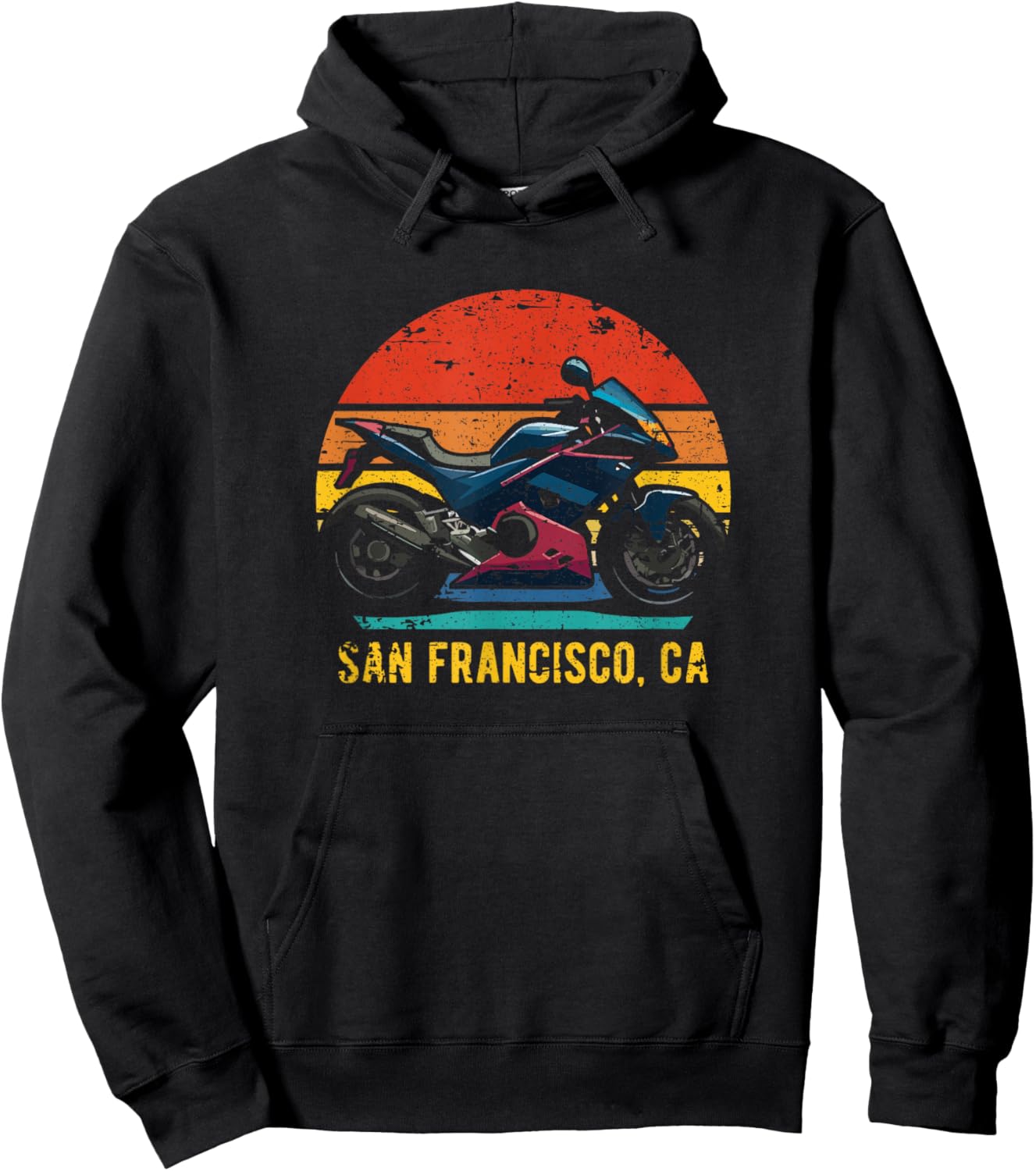 San Francisco CA USA Retro Sportbike Motorcycle Design Hoodie - Hoodie | Black
