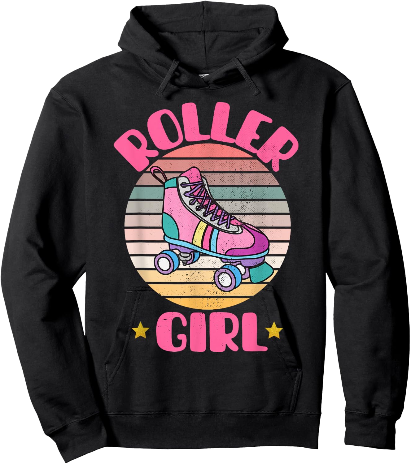 Retro Rollerskates Funny 80's Roller Disco Skating Girl Cool Hoodie - Hoodie | Black