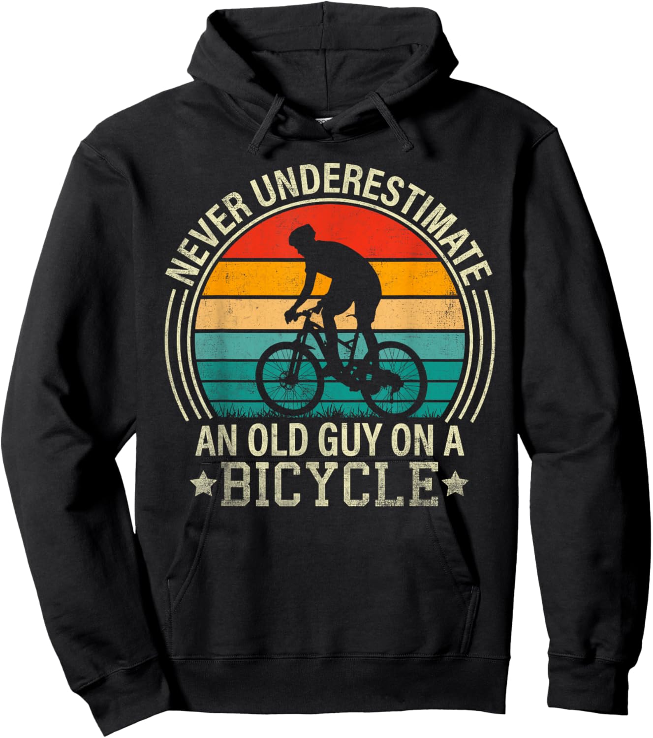Never Underestimate An Old Guy On A Bicycle Funny Cycling Hoodie - Hoodie | Black