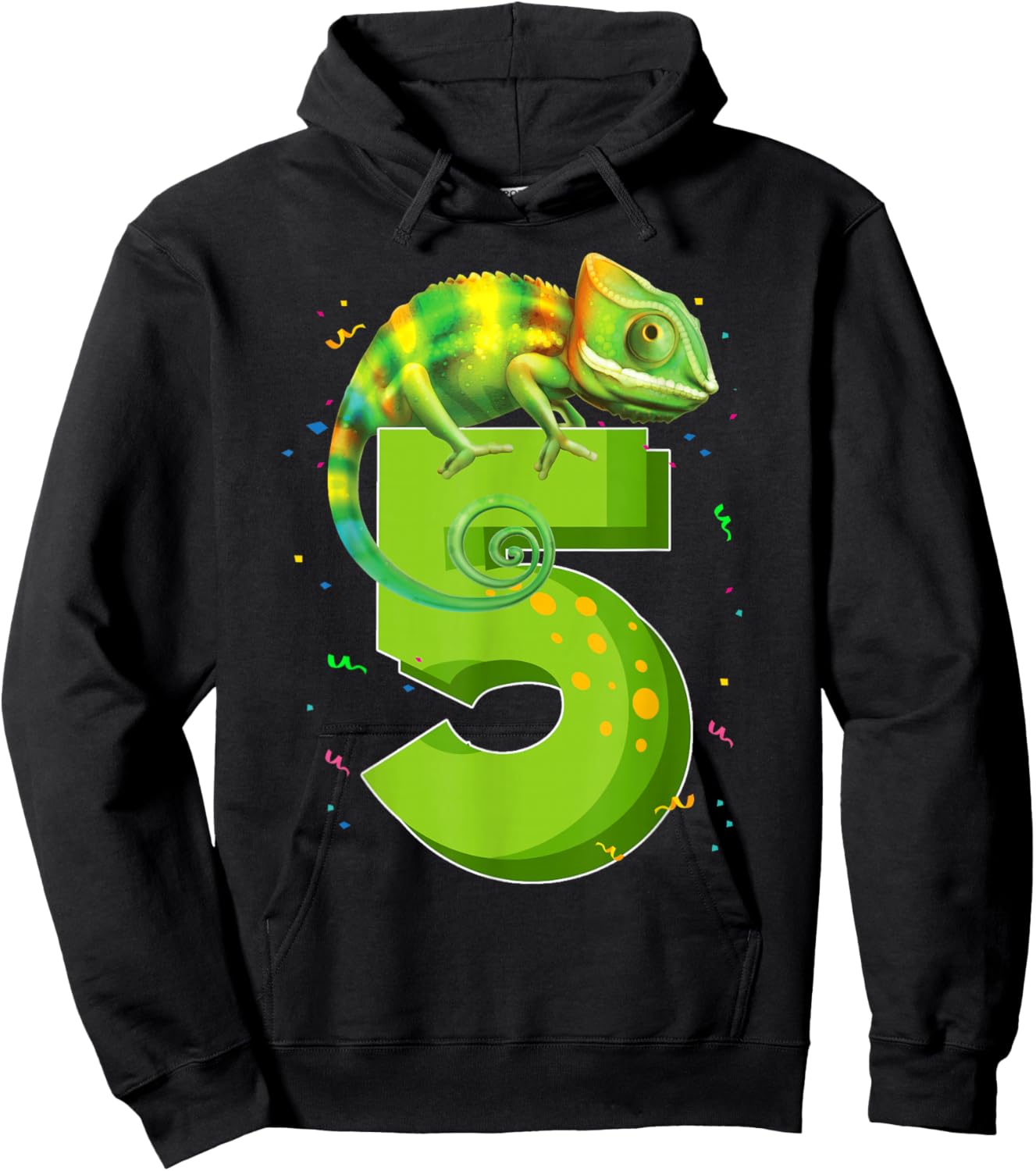 5 Years Old Birthday Chameleon Themed Party 5th Birthday Hoodie - Hoodie | Black