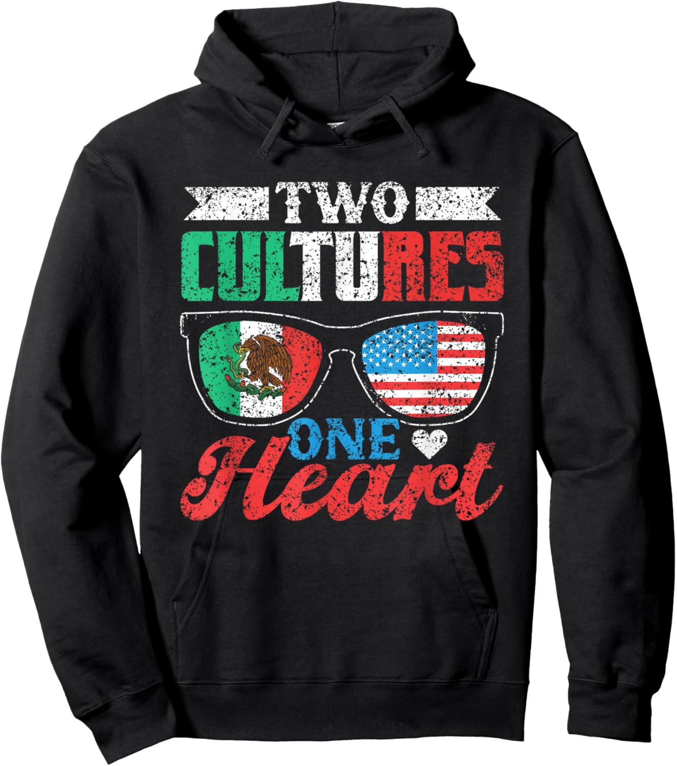 Two Cultures One Heart Usa Mexico America Mexican American Hoodie - Hoodie | Black