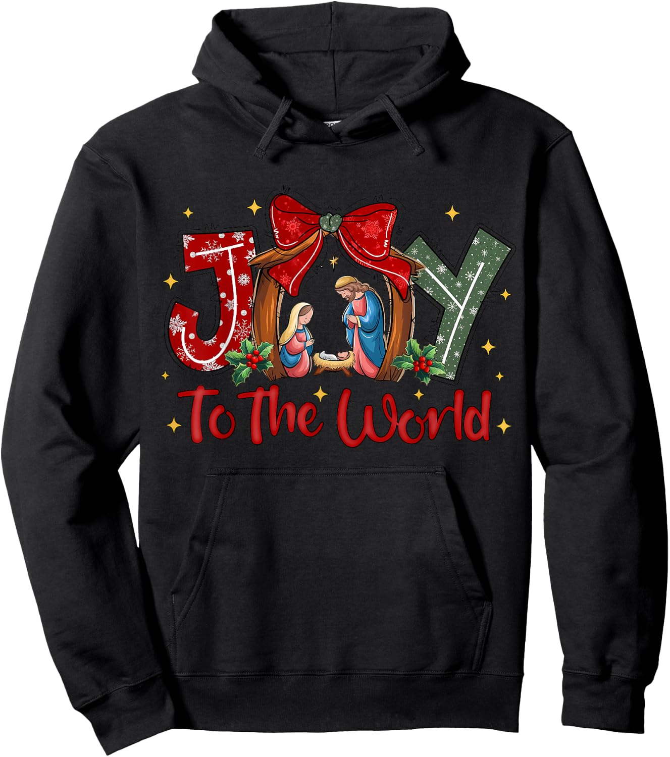 Christian Christmas Joy To The World Coquette Jesus Nativity Hoodie - Hoodie | Black