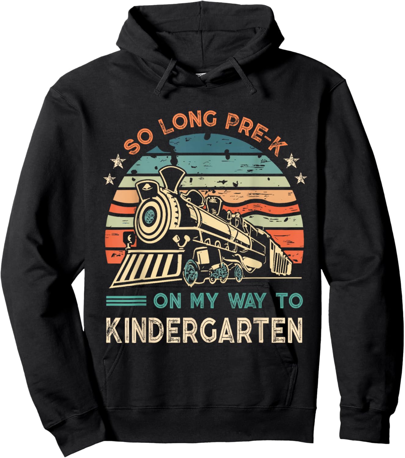 Pre-k Graduation To Kindergarten Retro Vintage Train Kids Hoodie - Hoodie | Black