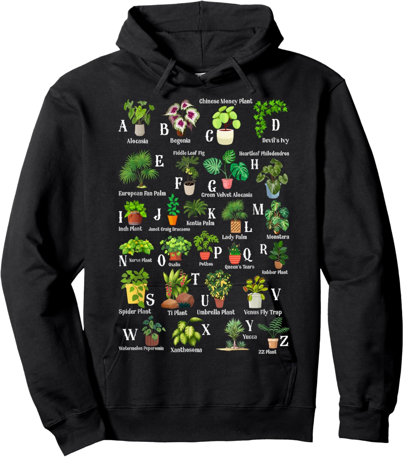 Plant Alphabet Learning ABCs Gardener Gardening Lover Hoodie - Hoodie | Black
