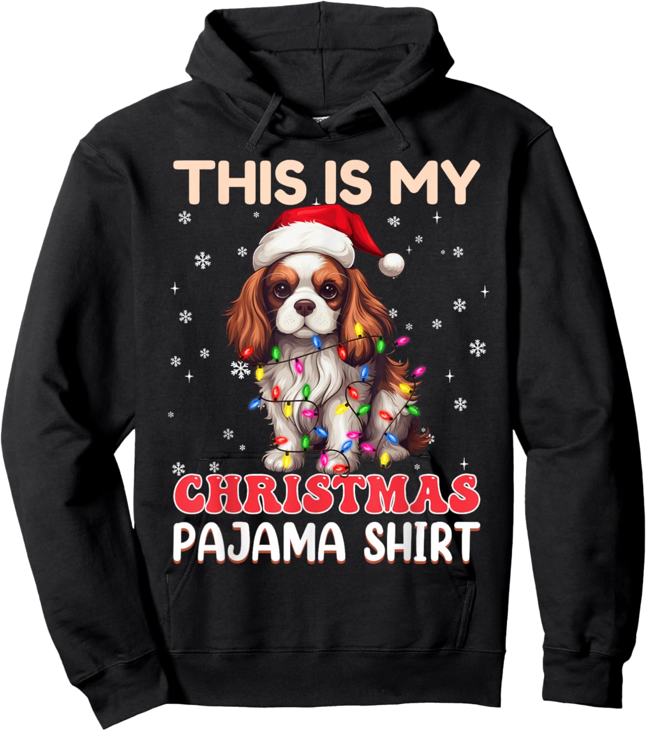My Christmas Pajama Cavalier King Charles Spaniel Dog Women Kids Hoodie - Hoodie | Black