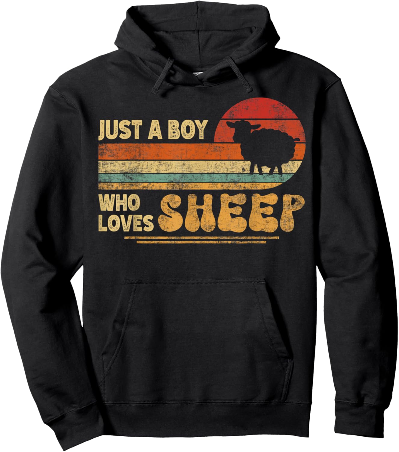 Retro Farmer Funny Sheep Lover | Just A Boy Who Loves Sheep Hoodie - Hoodie | Black