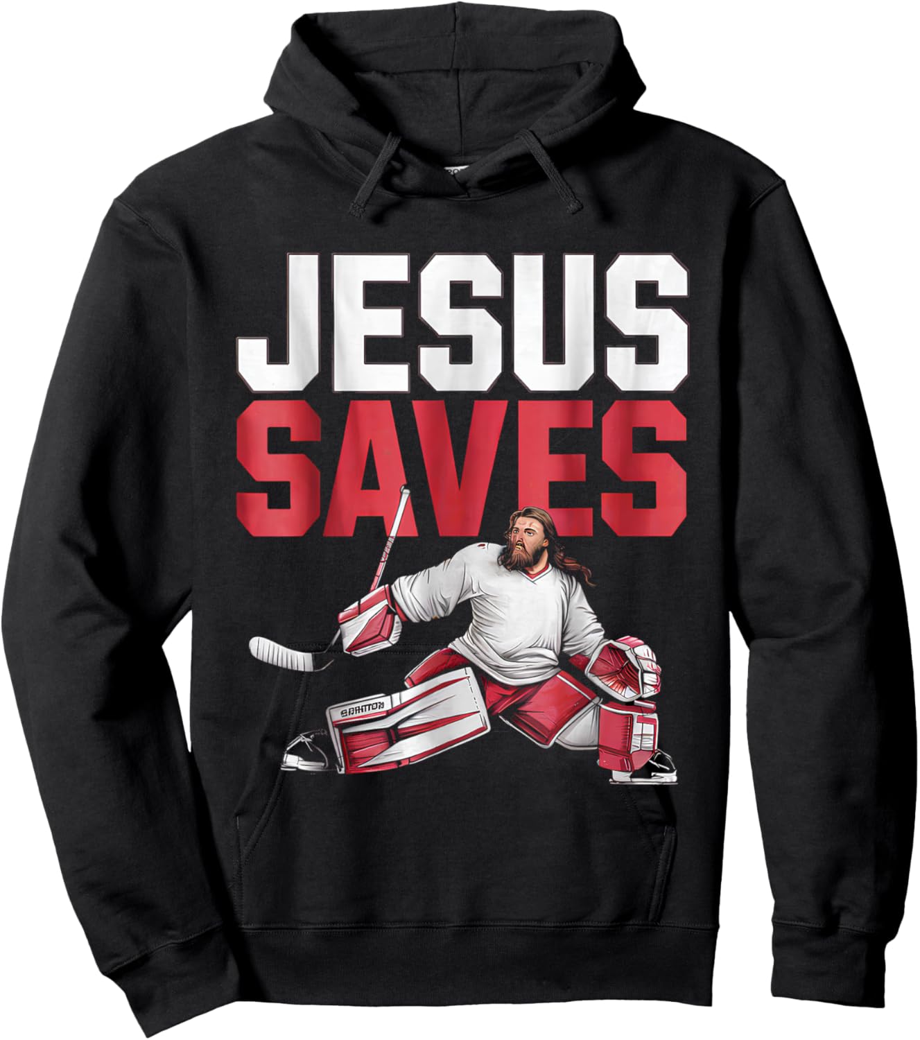 Jesus Saves Ice Hockey Goalie Sport Religious Christian Hoodie - Hoodie | Black
