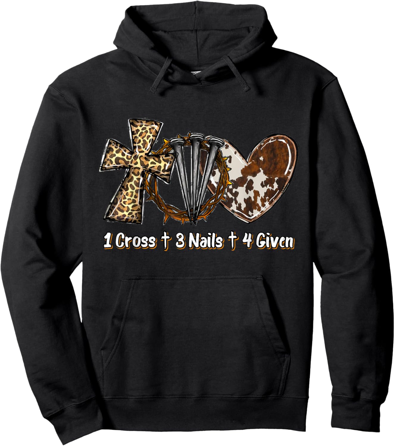 1 Cross 3 Nails Forgiven Christian Easter Gift Hoodie - Hoodie | Black