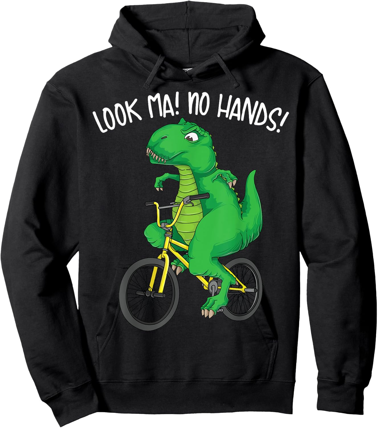 Look Ma! No Hands! | Cute Little T-Rex Biking Funny Boy Gift Hoodie - Hoodie | Black