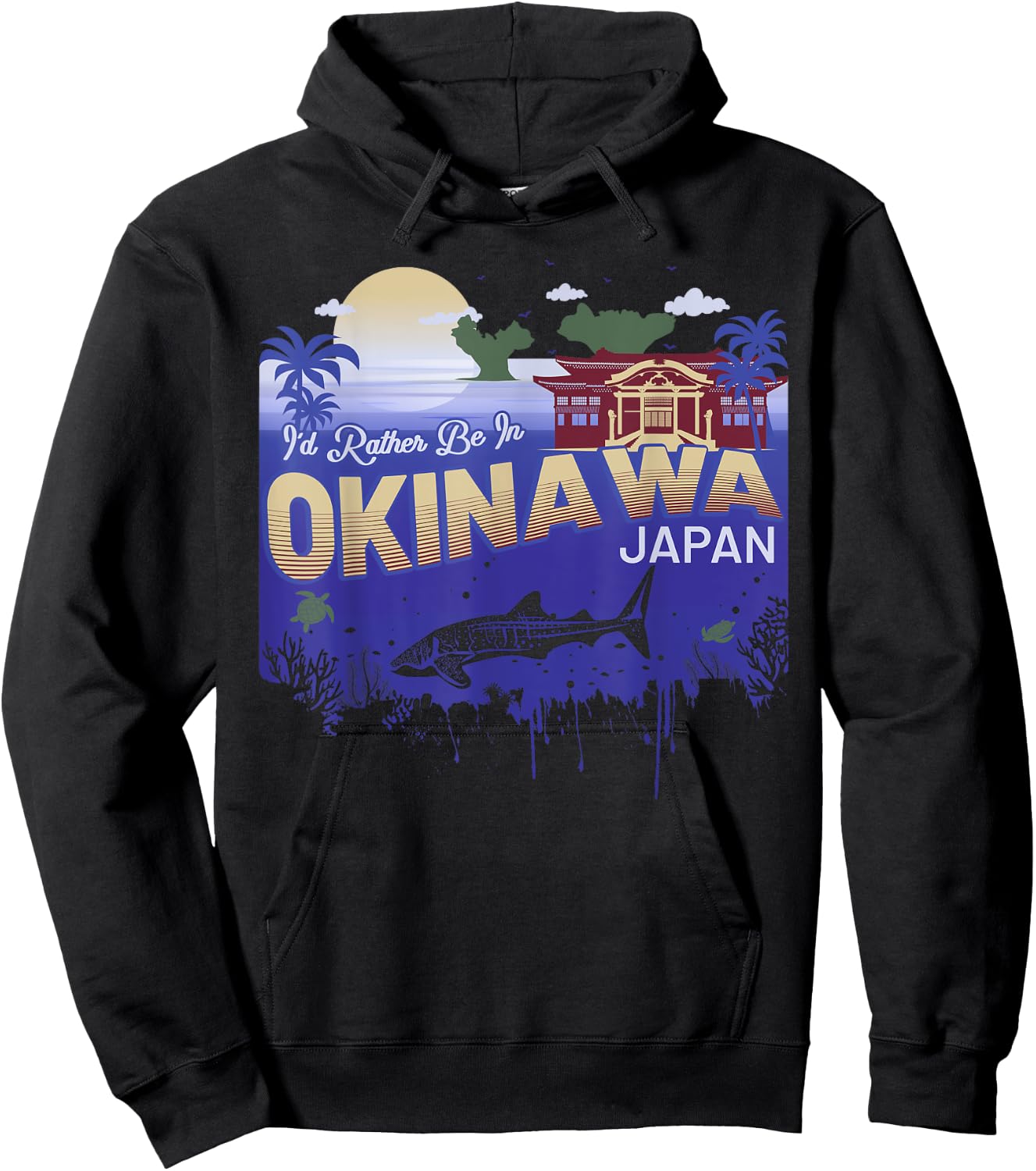 I would rather be in Okinawa Japan vintage souvenir Hoodie - Hoodie | Black