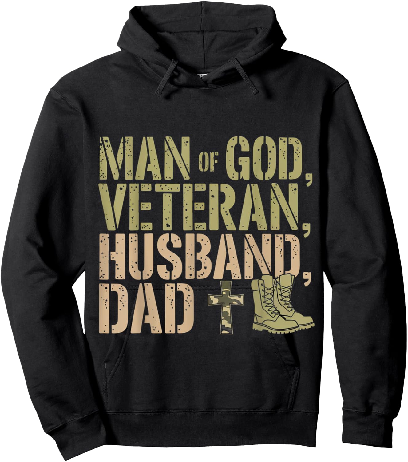 Man Of God Veteran Husband Dad Christian Jesus Camouflage Hoodie - Hoodie | Black