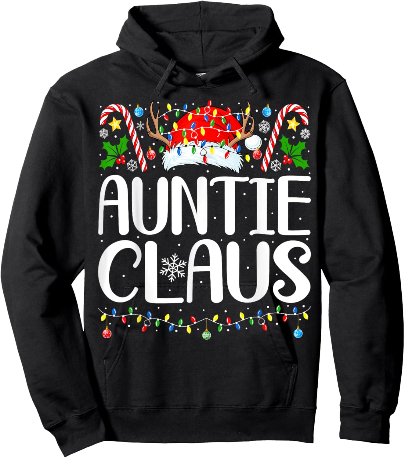 Auntie Claus Christmas Aunt Xmas Matching Family Christmas Hoodie - Hoodie | Black