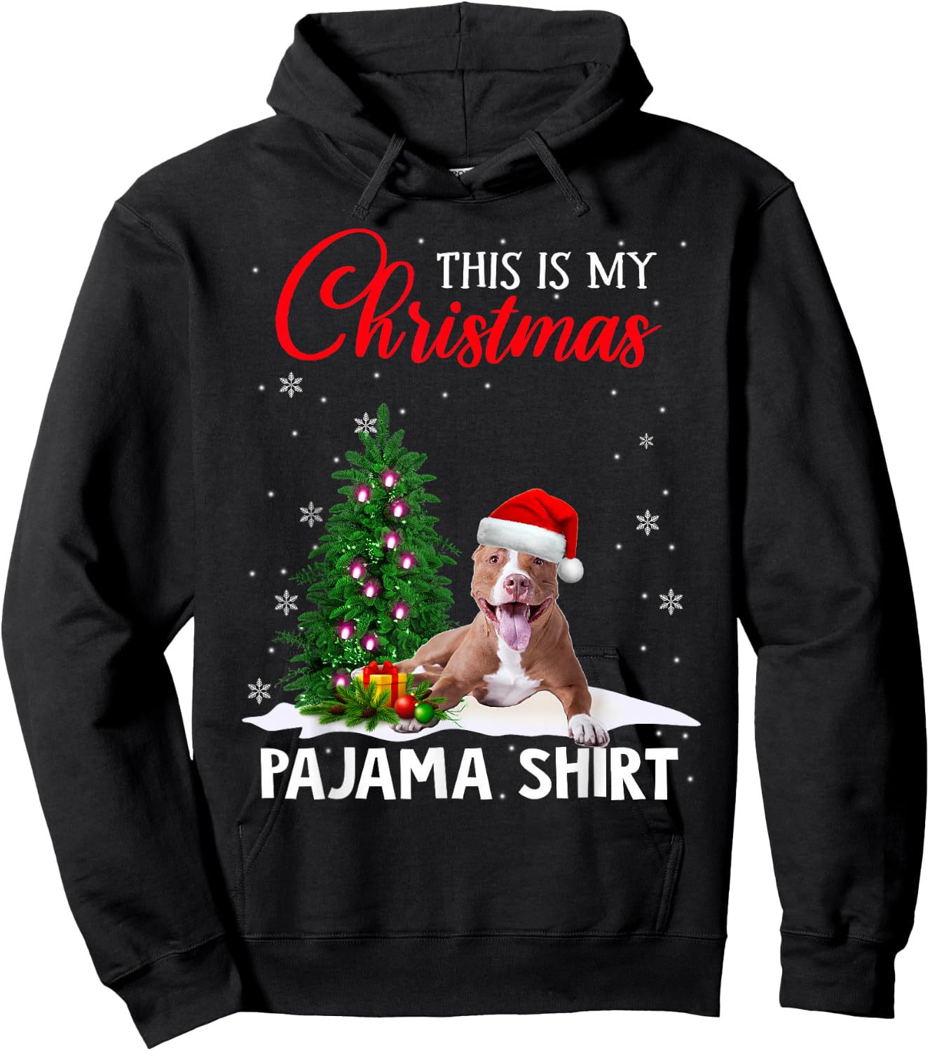 This Is My Christmas Pajama Shirt Pitbull Christmas Dog Hoodie - Hoodie | Black