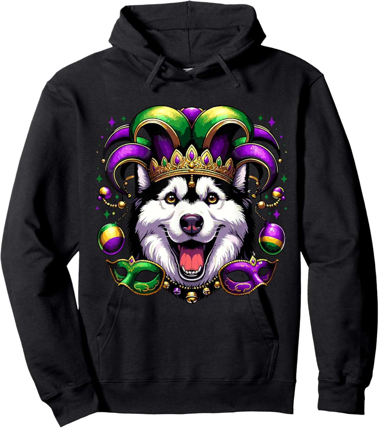Siberian Husky Dog Breed Costume Outfit Women Men Mardi Gras Hoodie - Hoodie | Black