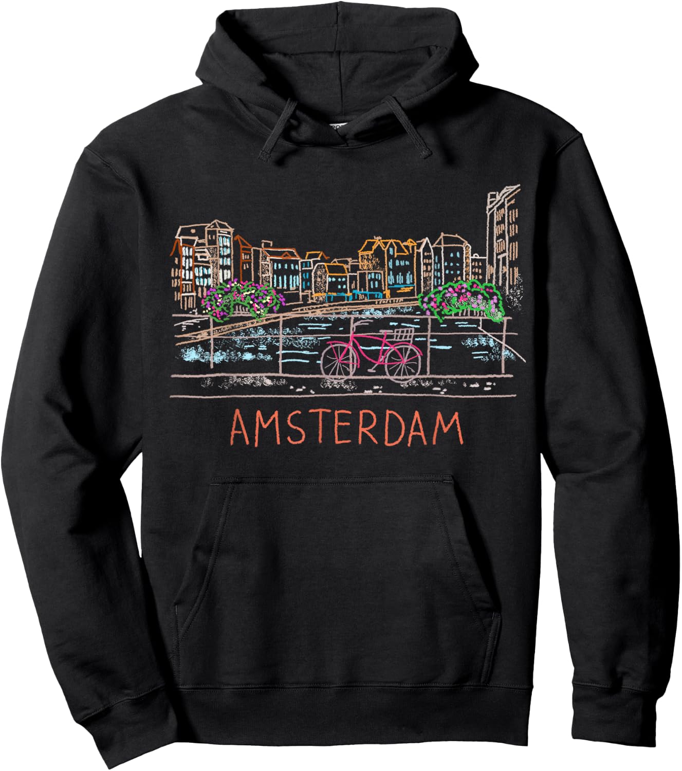 Amsterdam Bike Unique Hand Drawn Art Small Hoodie - Hoodie | Black