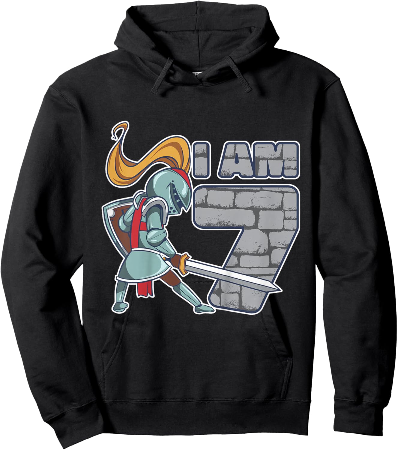 Kids Knight 7 Year Old Birthday Boy 7th Birthday Hoodie - Hoodie | Black