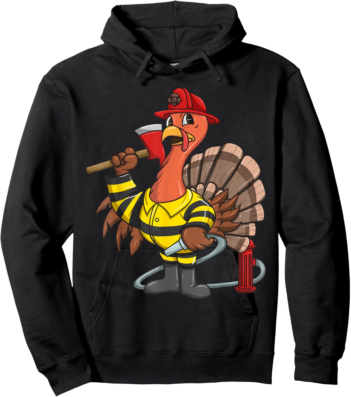 Thanksgiving Firefighter Turkey - Proud Fireman Gift Hoodie - Hoodie | Black