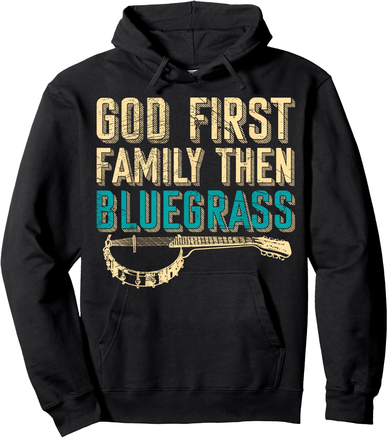 Bluegrass Music Guitar Player and Funny Banjo Instrument Hoodie - Hoodie | Black