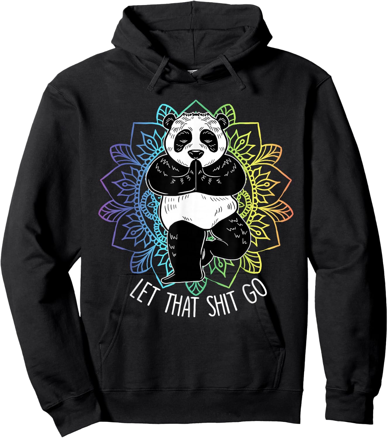 Let That Shit Go Panda Yoga Funny Vriksasana Yoga Lover Gift Hoodie - Hoodie | Black