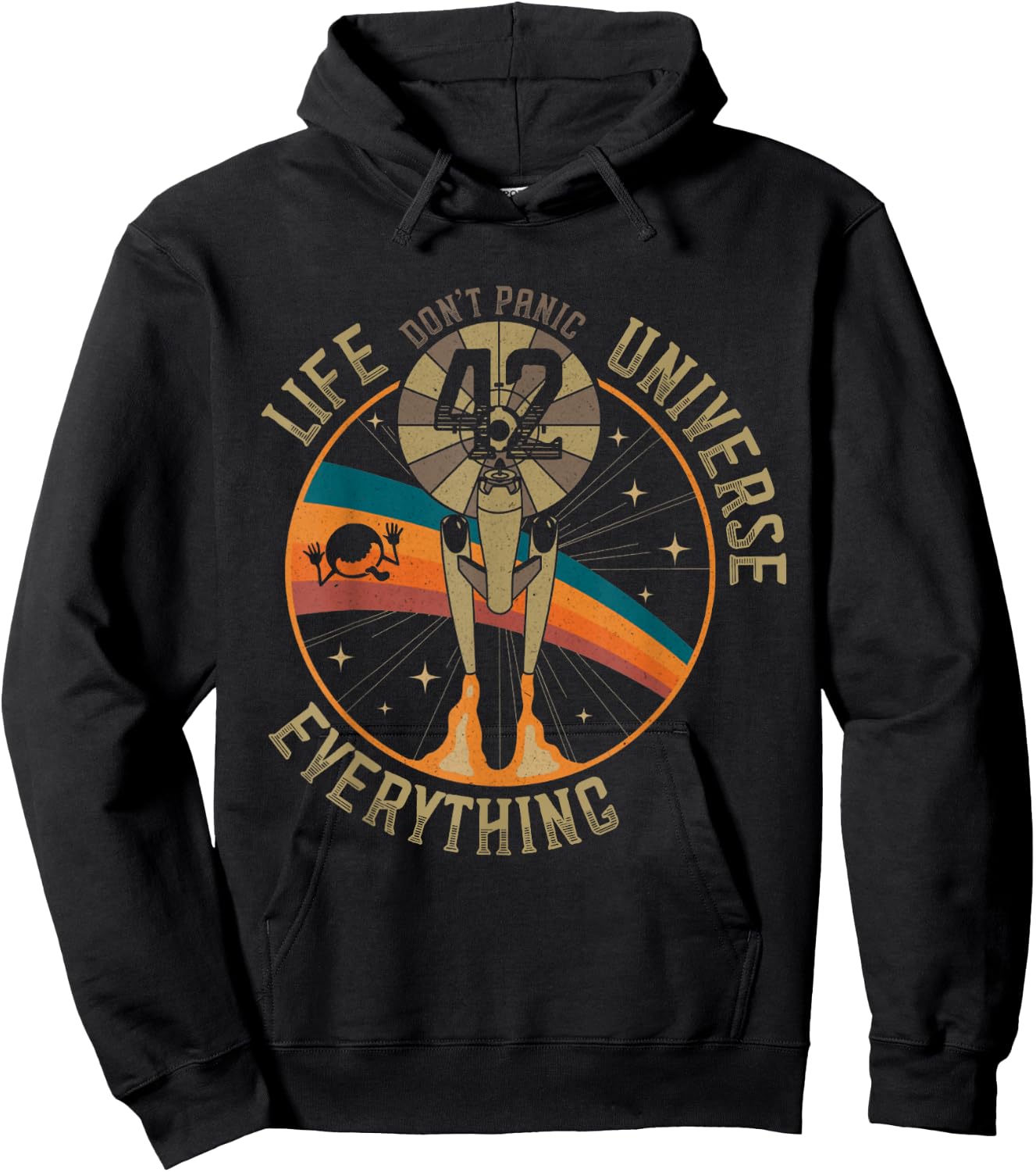 Vintage 42 Answer to Life The Universe and Everything Retro Hoodie - Hoodie | Black