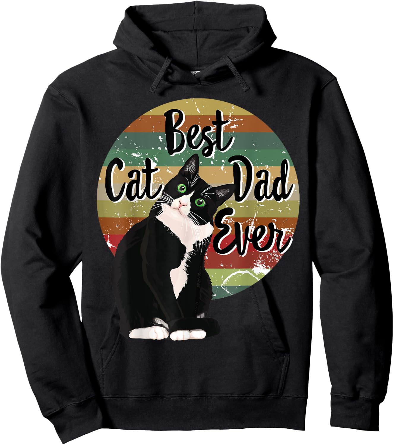 Best Cat Dad Ever Tuxedo Father's Day Gift Funny Retro Shirt Women Hoodie - Hoodie | Black