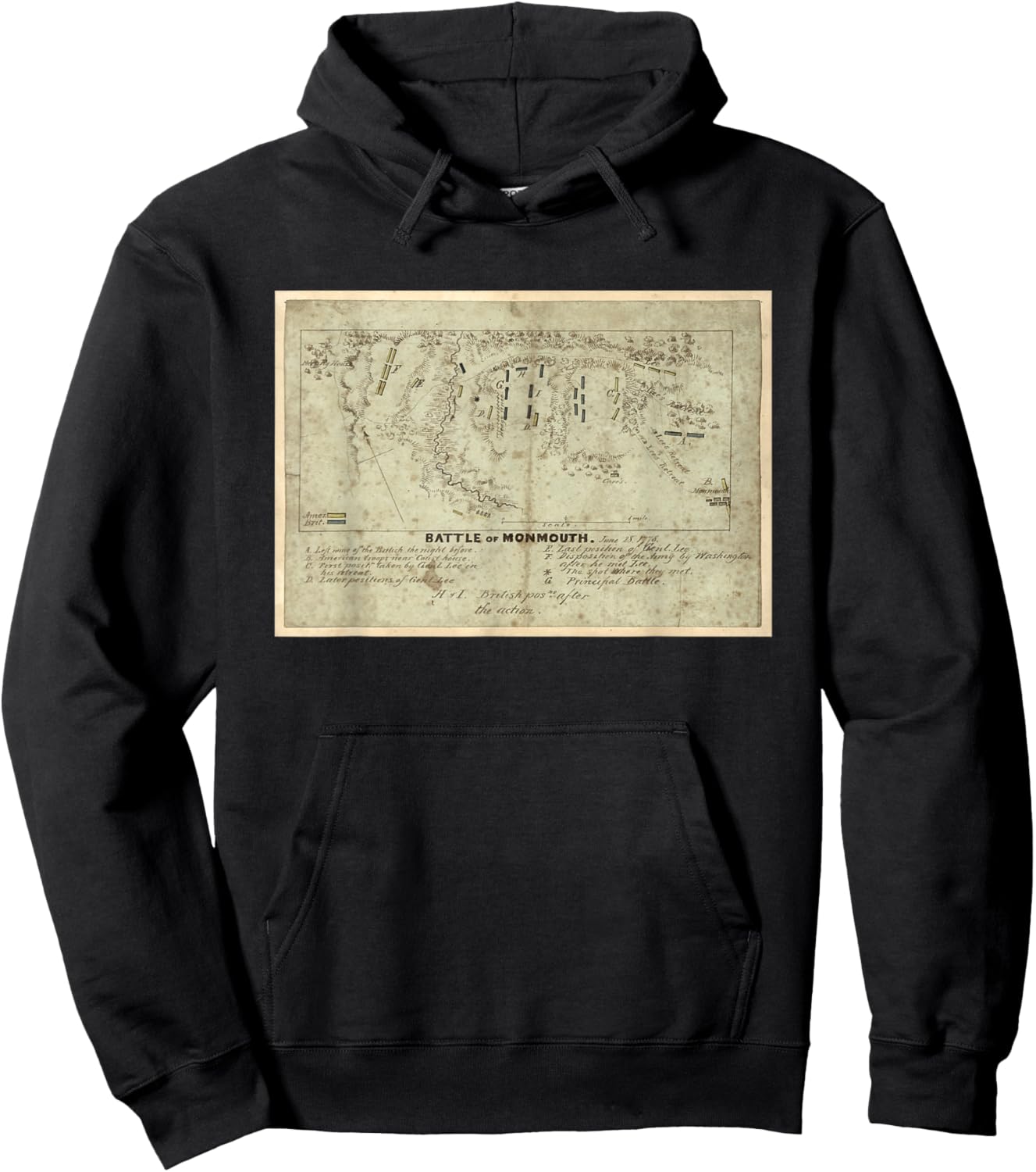 Battle of Monmouth Map (1778) Hoodie - Hoodie | Black