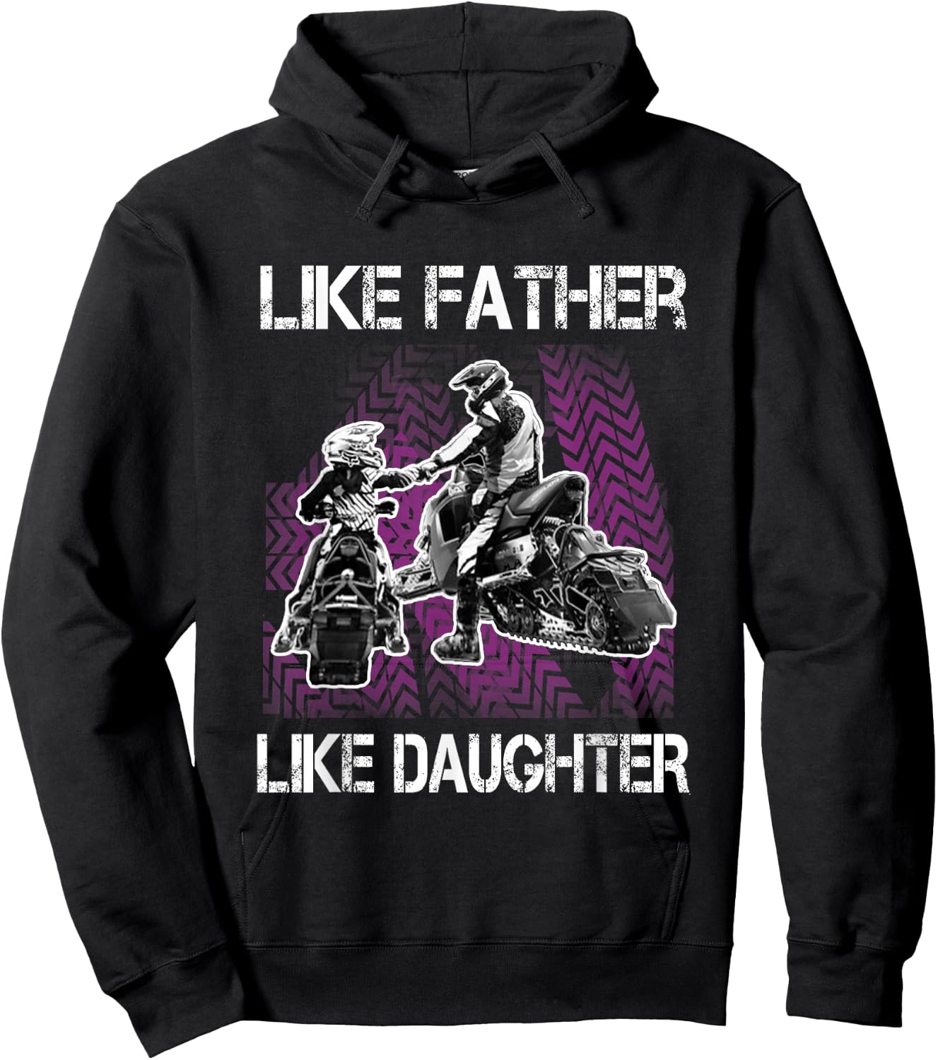 Snowmobile Father and Daughter T Shirt Girls Snowcross Hoodie - Hoodie | Black
