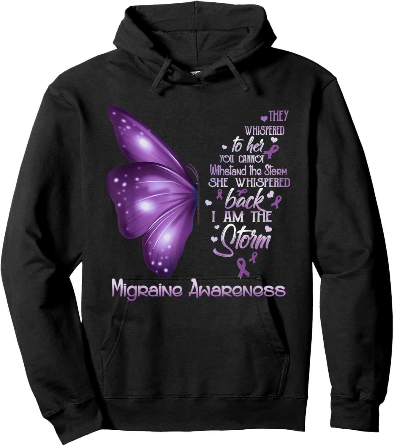 I am the storm Migraine Awareness Butterfly Hoodie - Hoodie | Black