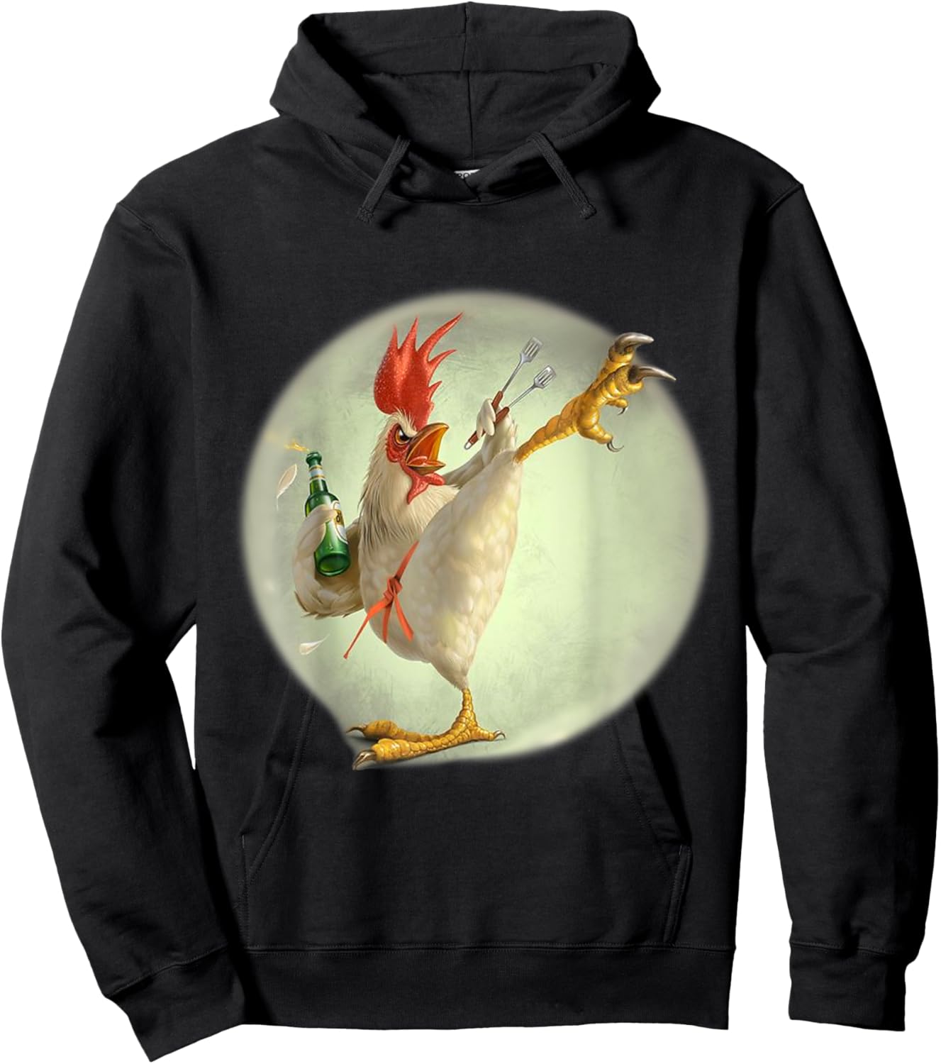 Eagerlys Funny Chicken Kungfu Art Drinking Drunk - Rooster Hoodie - Hoodie | Black