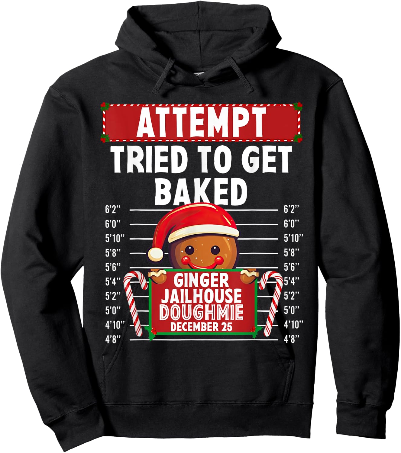 Attempt Ginger Jailhouse Christmas Xmas Gingerbread Holiday Hoodie - Hoodie | Black