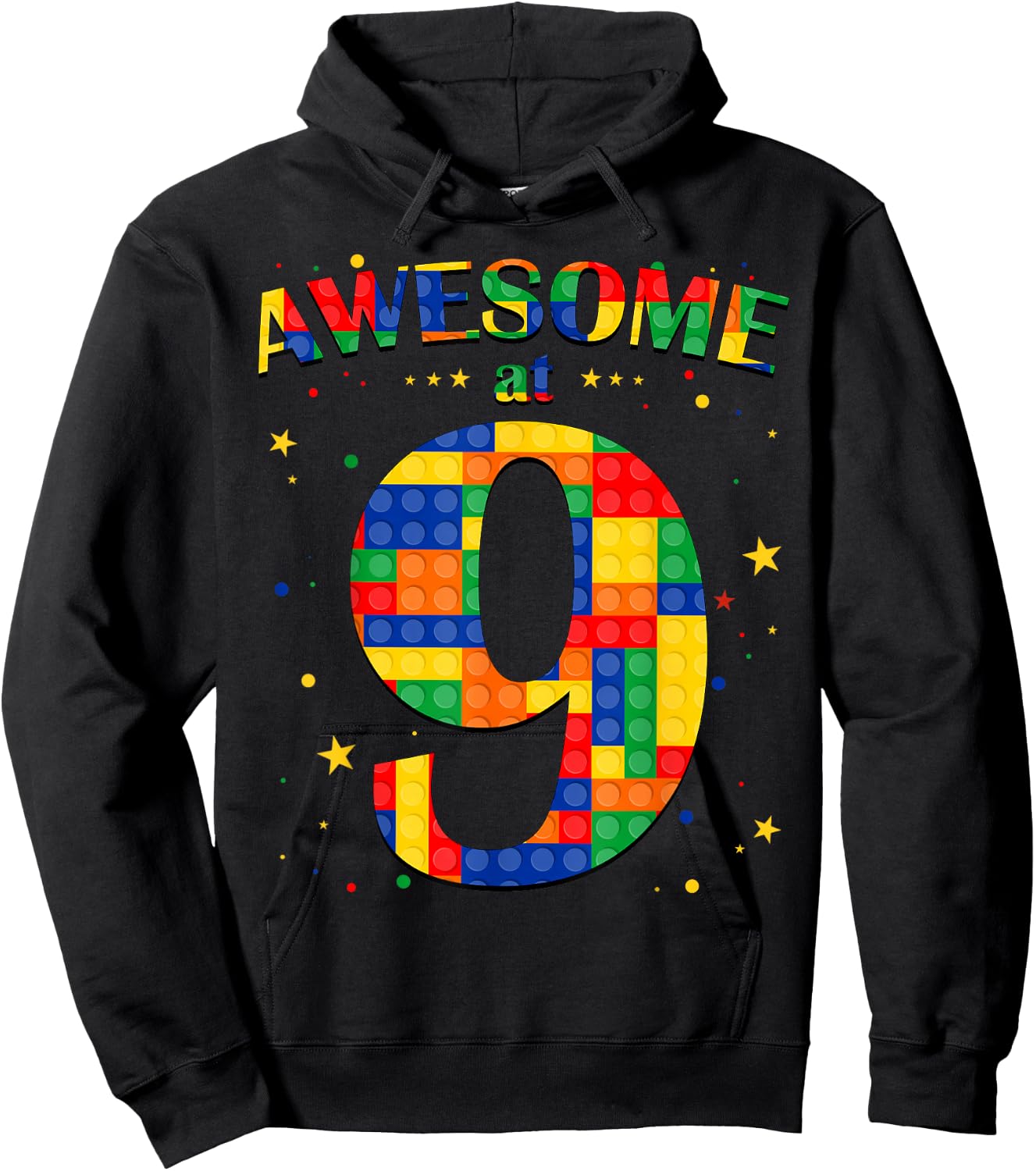 Building Blocks Bricks Awesome at 9 Years Old Birthday Boy Hoodie - Hoodie | Black