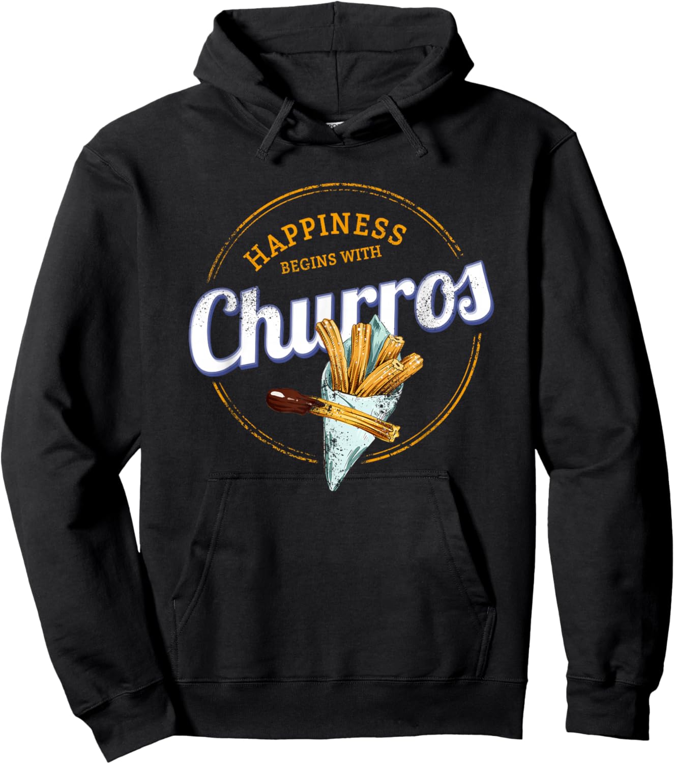 Churros Snack Vintage Dessert Retro Street Food Souvenir Hoodie - Hoodie | Black