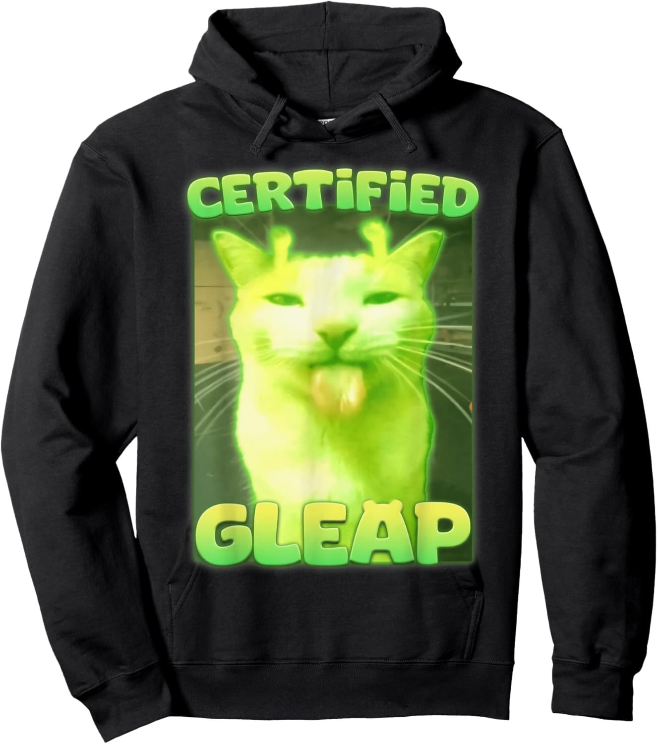 Certified Gleap Funny Alien Brainrot Cat Meme Women Kids Hoodie - Hoodie | Black