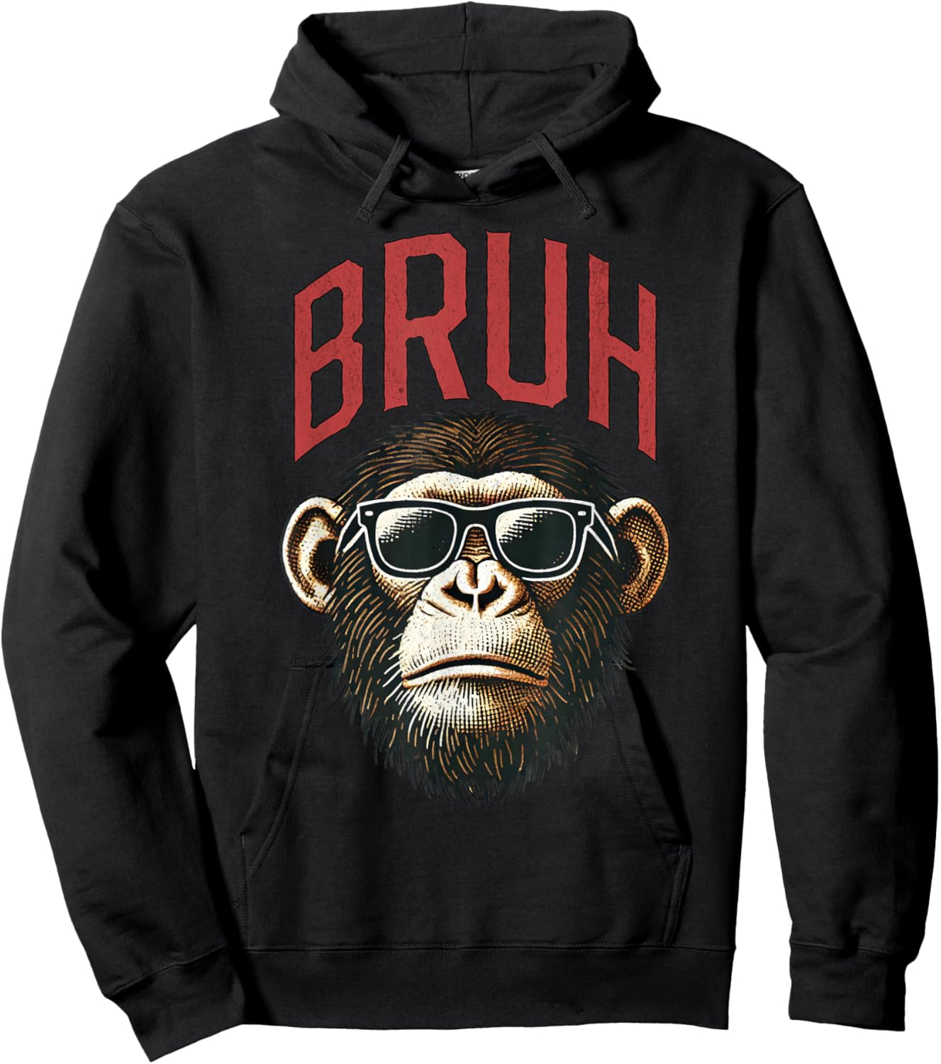 Vintage Style Bruh Chimpanzee Funny Boys Kids Teen Sayings Hoodie - Hoodie | Black