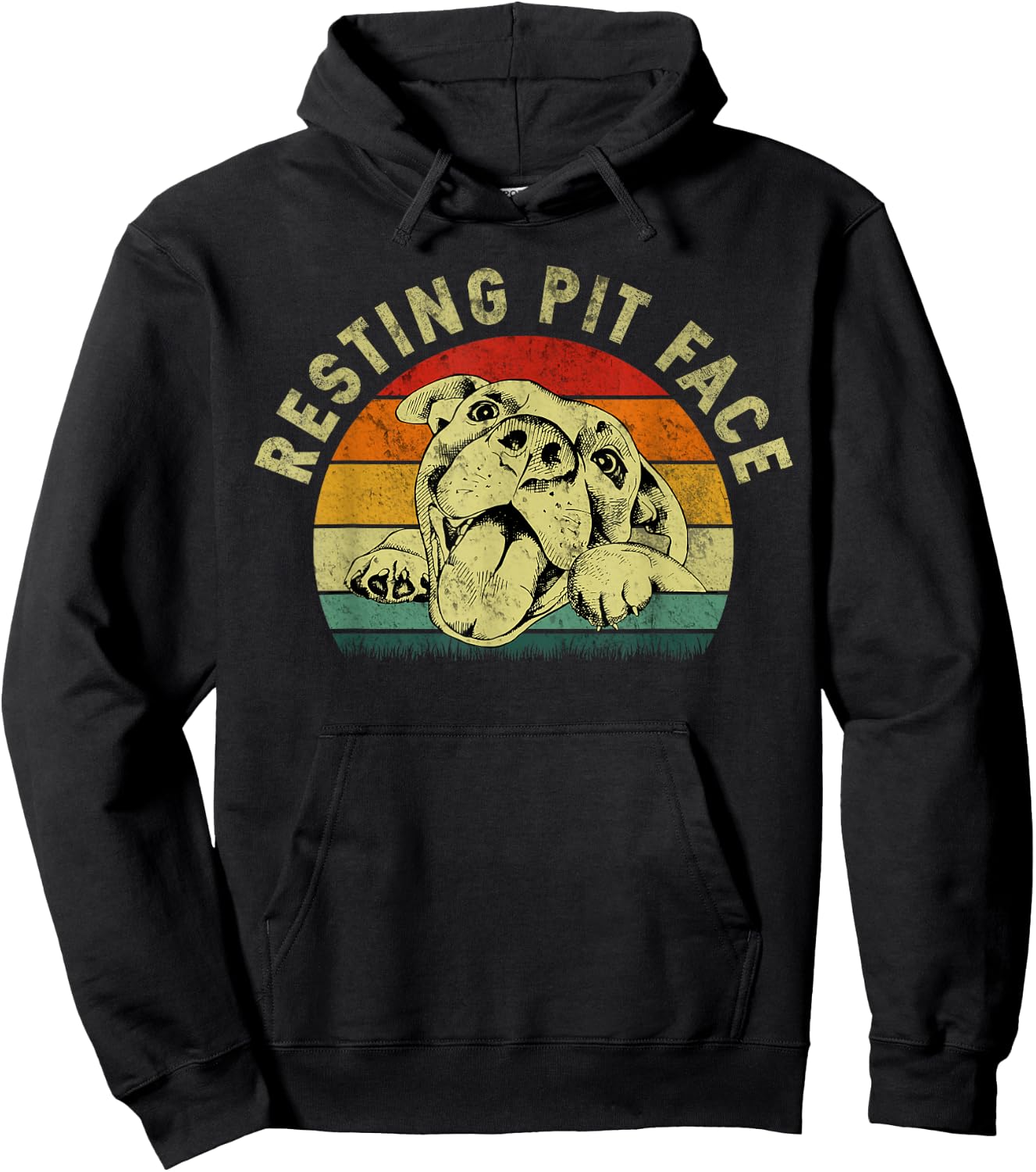 Retro Vintage Resting Pit Face Pitbull Funny Dog Lovers Gift Women Hoodie - Hoodie | Black