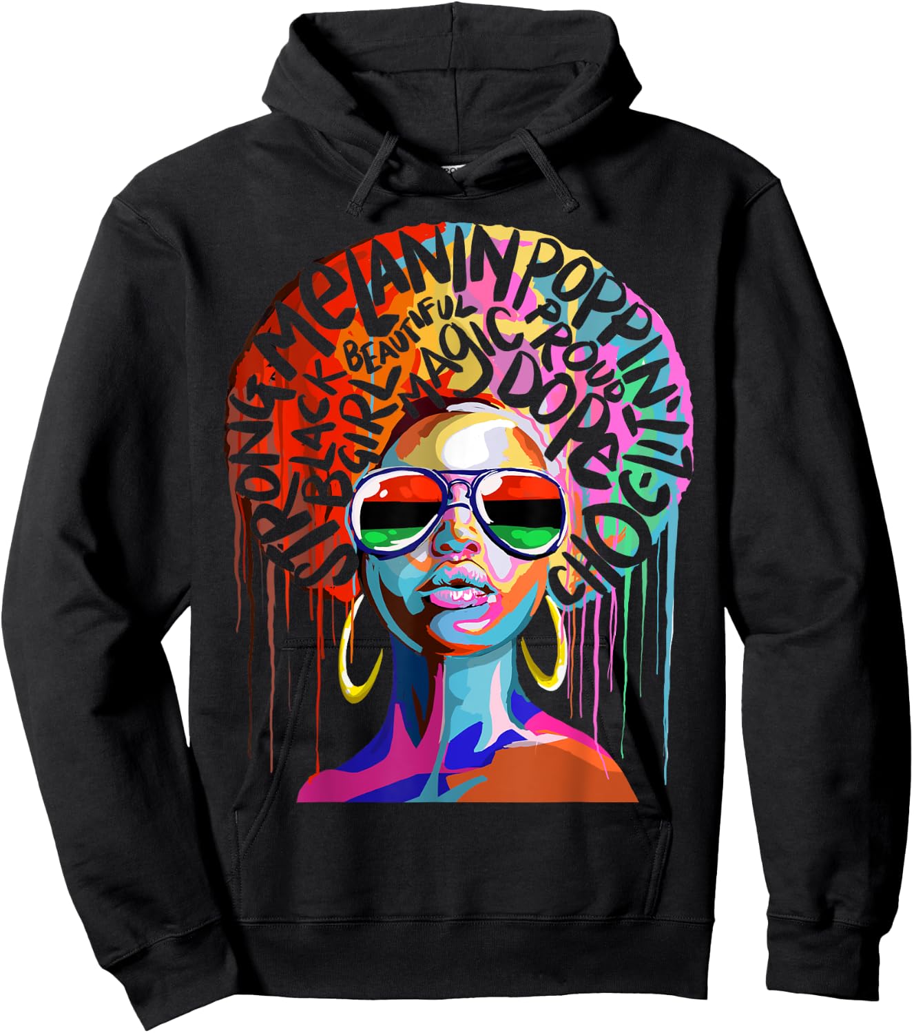 Black Queen Strong Words Afro Art Hoodie - Hoodie | Black