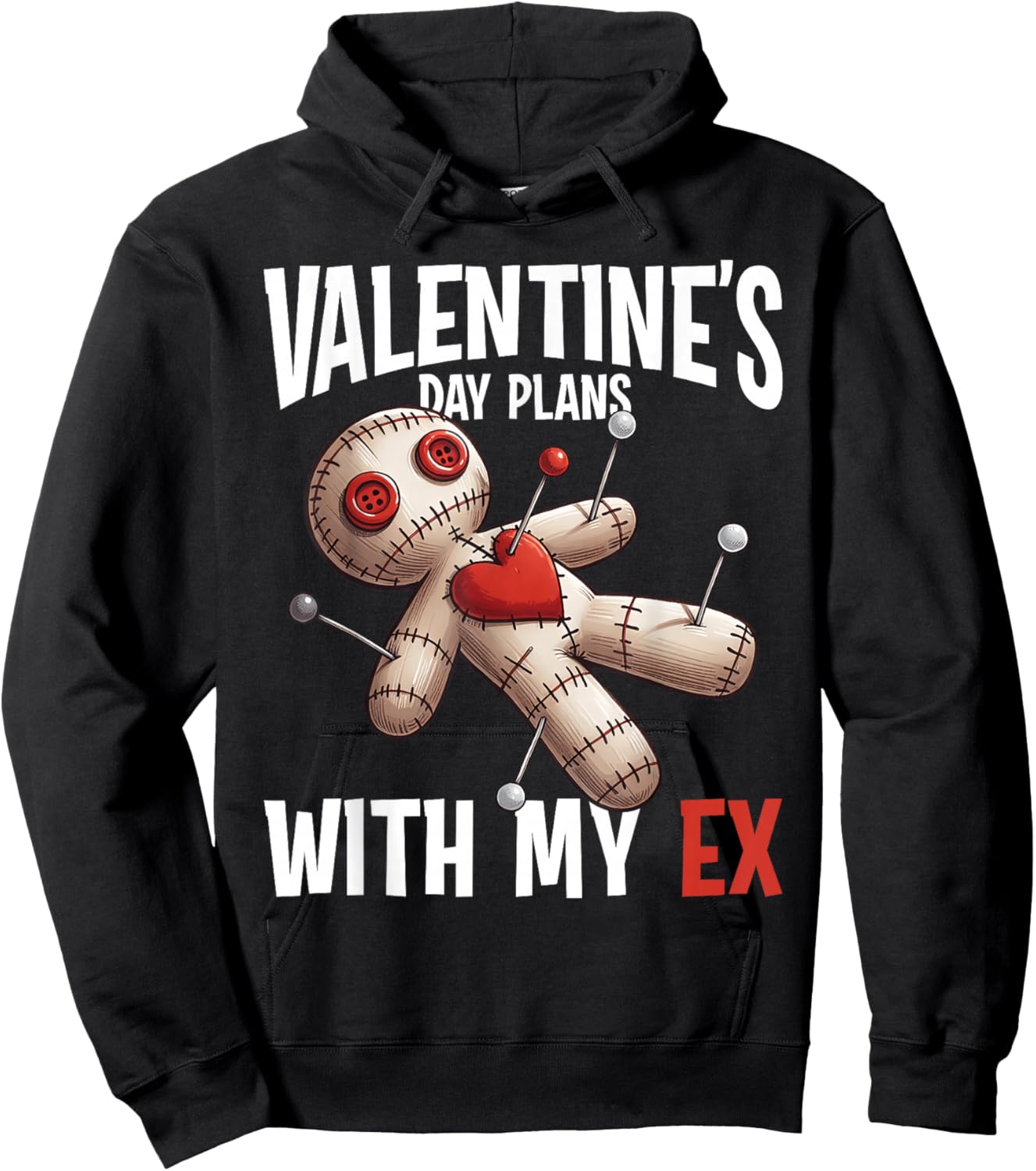 Plan With My Ex Funny Voodoo Doll Valentine Curse Hoodie - Hoodie | Black