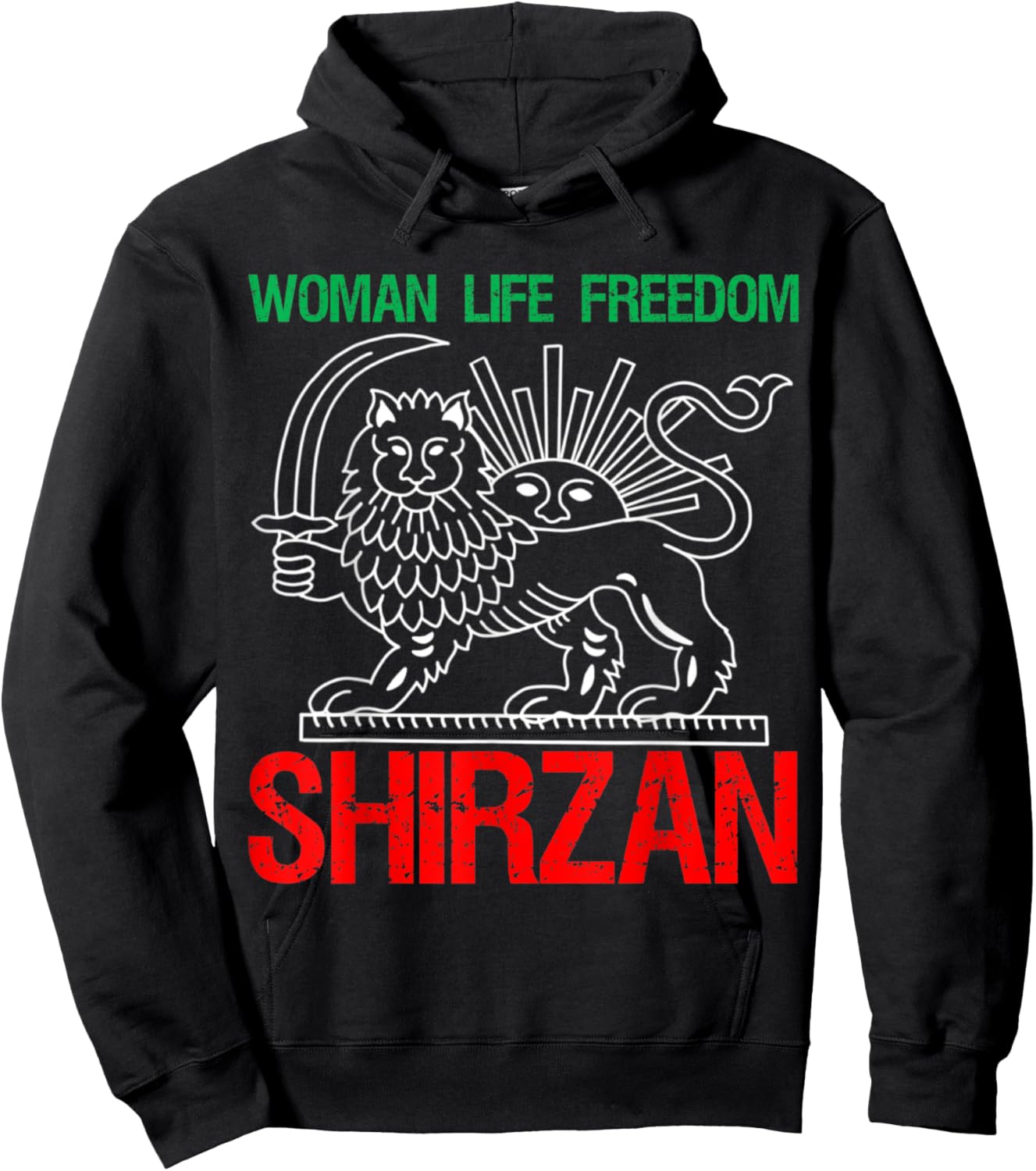 Woman Life Freedom Iran Shirzan Lion & Sun Vintage Hoodie - Hoodie | Black
