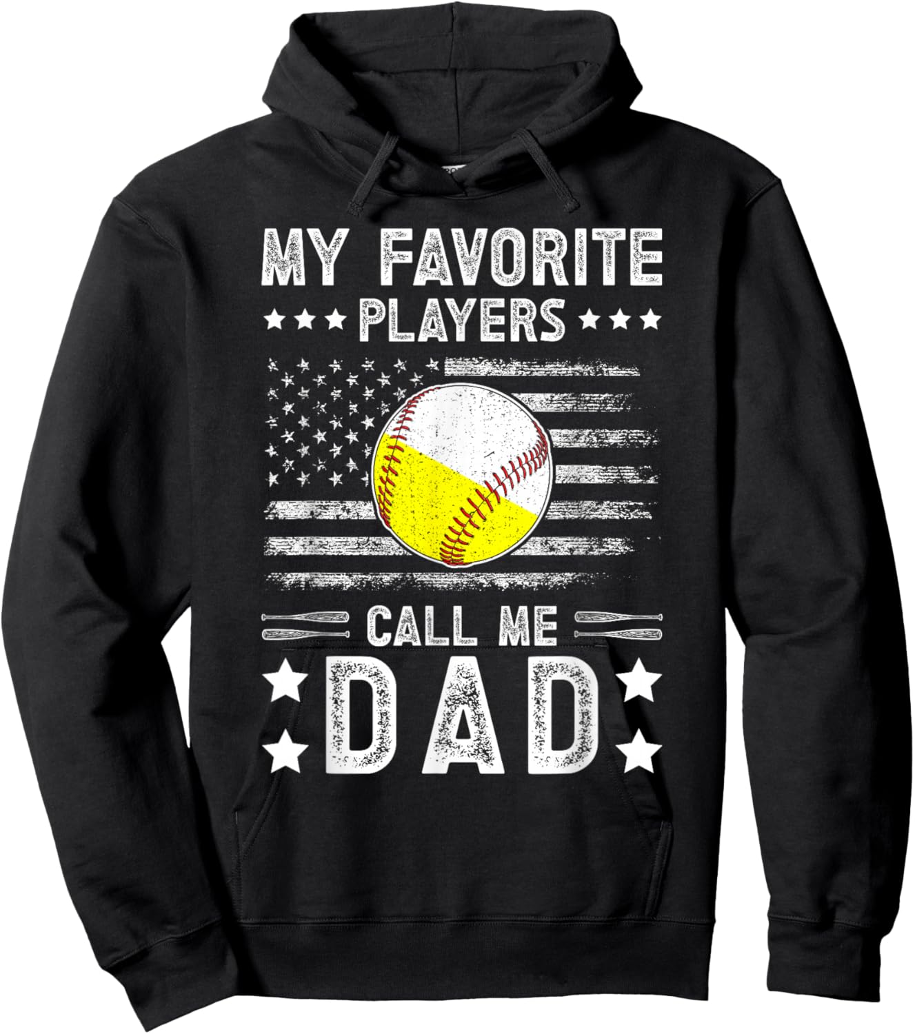 My Favorite Players Call Me Dad Baseball Softball Dad Hoodie - Hoodie | Black