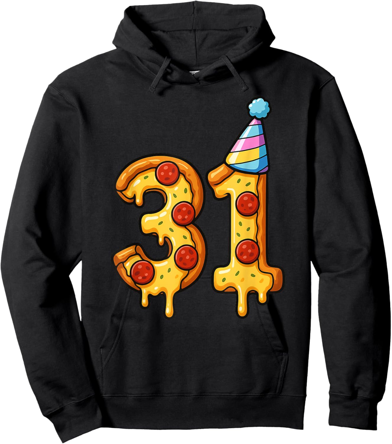 Pizza 31th Birthday 31 Years Old Party Hat Bday Boys Girls Hoodie - Hoodie | Black