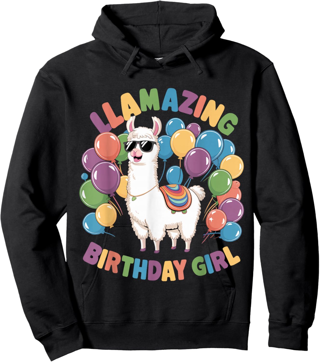 Llama Birthday LLamazing Party Alpaca Balloons Hoodie - Hoodie | Black