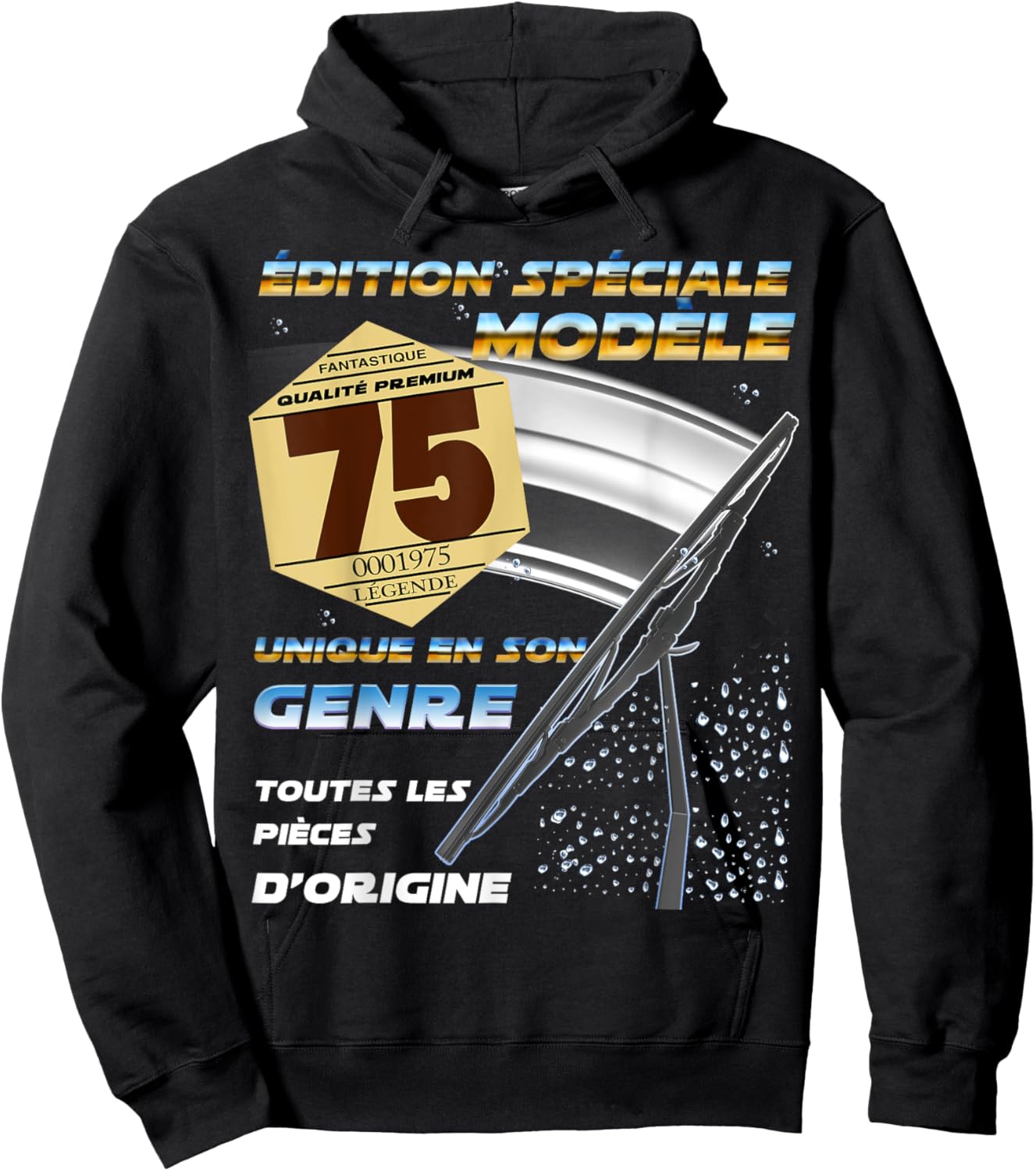 Birthday 50 Years Man Woman Vignette Auto 75 1975 , Black, S Hoodie - Hoodie | Black