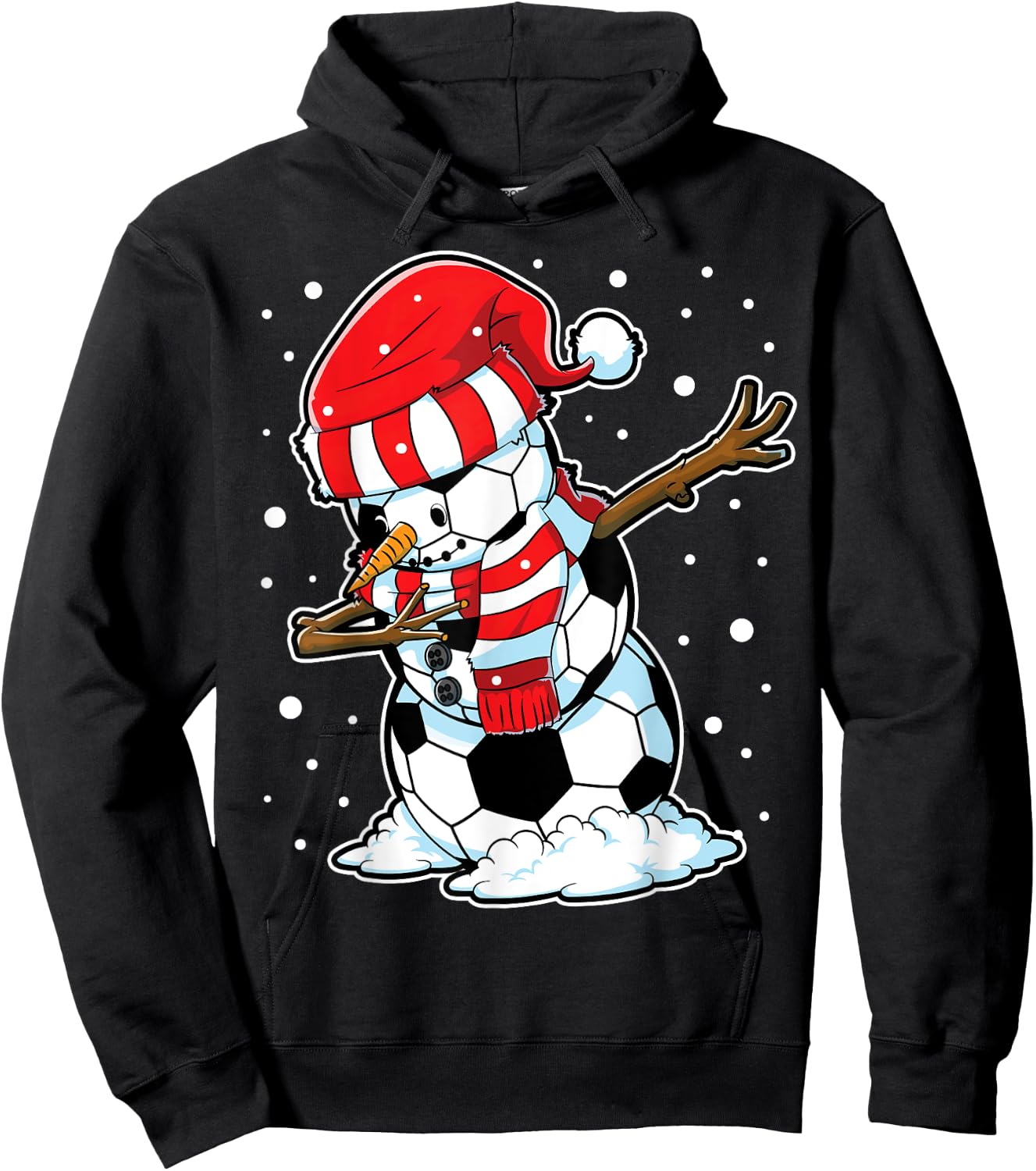 Soccer Christmas Snowman Dabbing Ball Santa Boys Girls Men Hoodie - Hoodie | Black