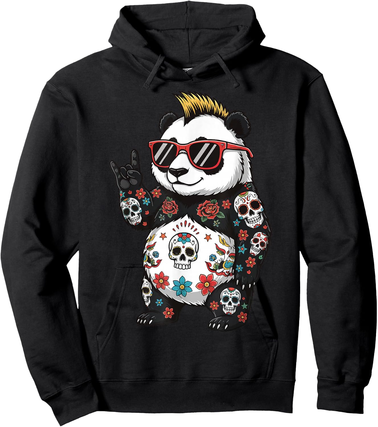 Panda Punk Rock Heavy Metal Rodent Hoodie - Hoodie | Black