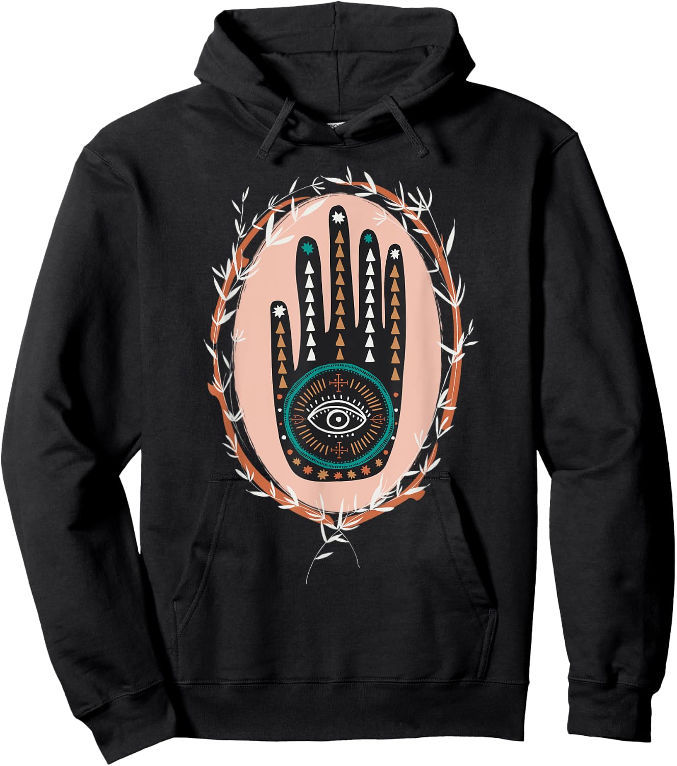 Hamsa Hand of Fatima Henna Tribal Boho Graphic Girl Women Hoodie - Hoodie | Black