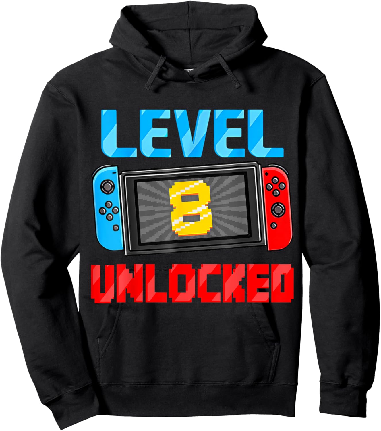 Level 8 Unlocked Gamer 8th Birthday Gift Video Game Boys Hoodie - Hoodie | Black