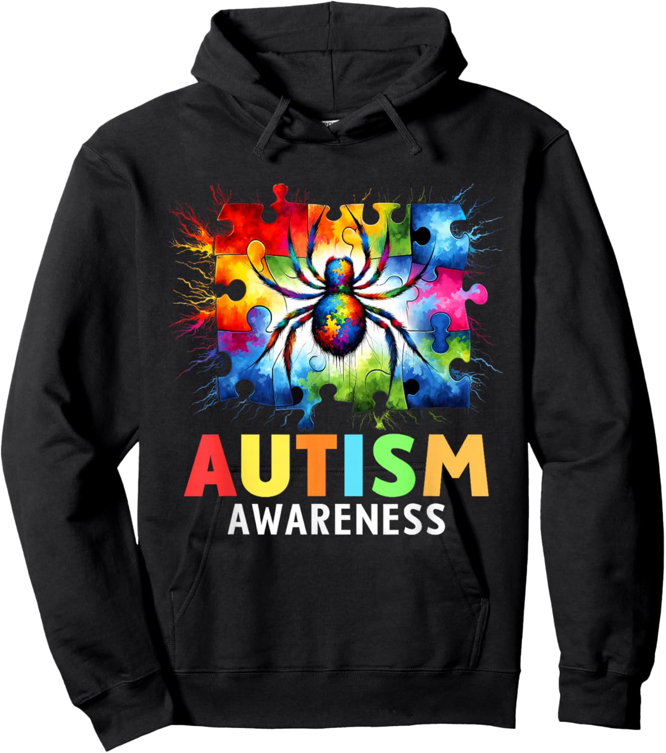 Spider Autism Awareness Autistic Colorful Hoodie - Hoodie | Black