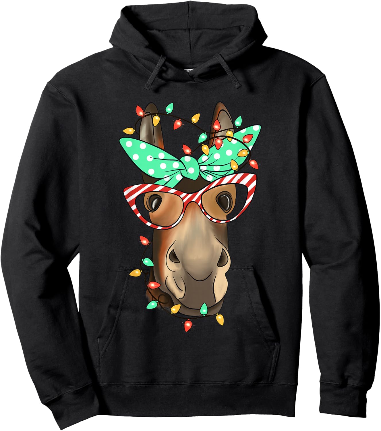 Funny Donkey Farmer Women Girls Family Christmas Hoodie - Hoodie | Black