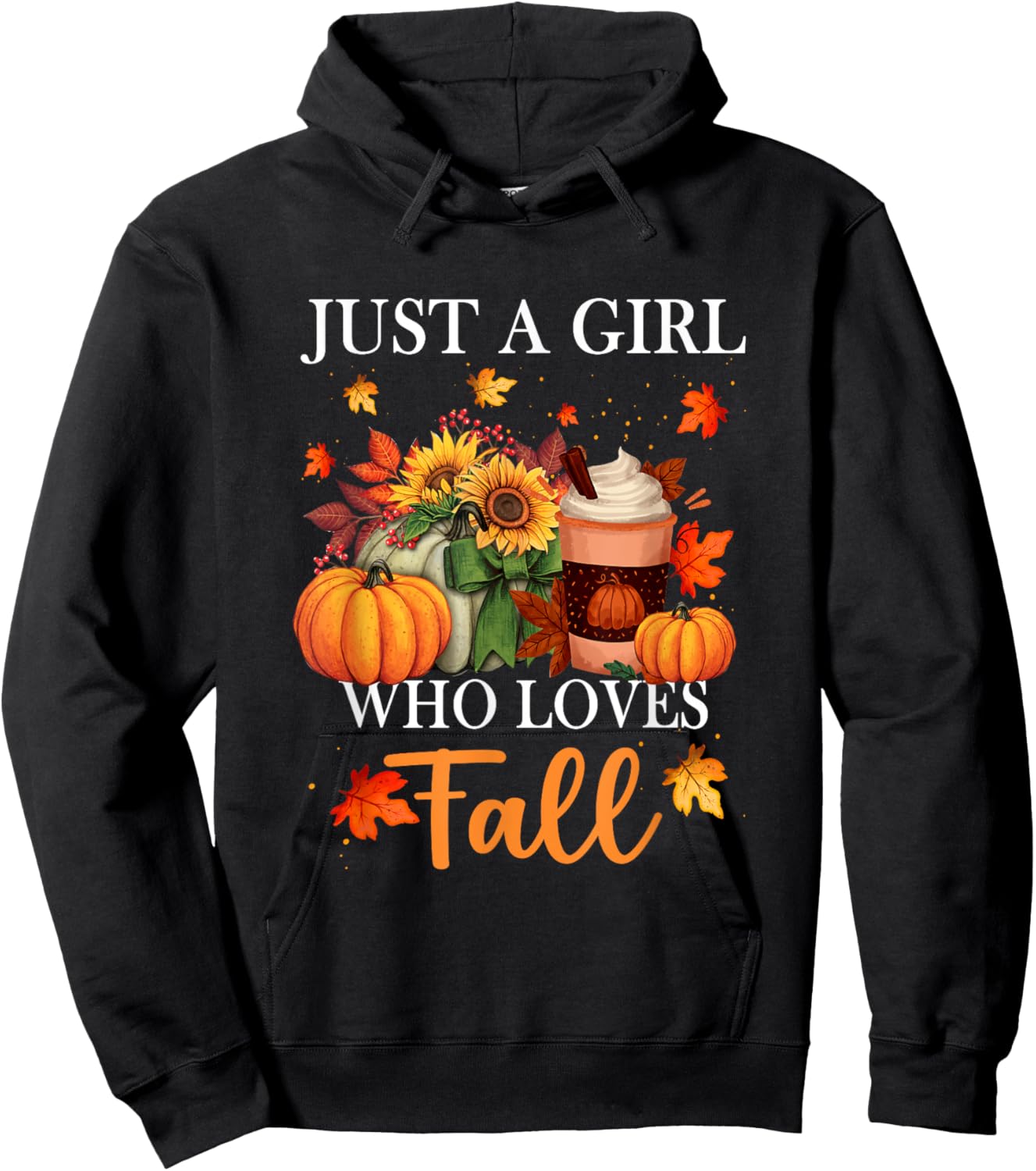 Just Girl Who Loves Fall Season Pumpkin Spice Leaves Autumn Hoodie - Hoodie | Black