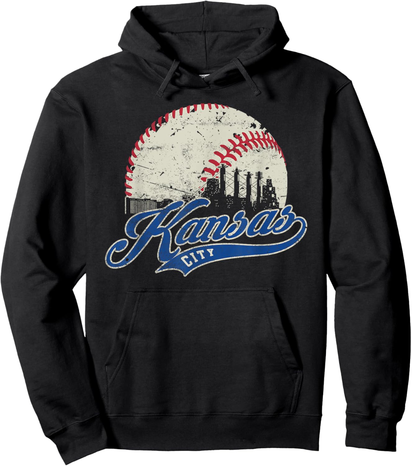 Kansas City Retro Baseball Lover Game Day Men Boys Girls Hoodie - Hoodie | Black